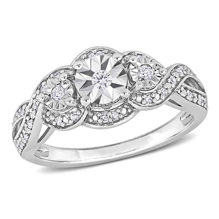 1/5 CT TW Diamond Vintage StyleRing in Sterling Silver