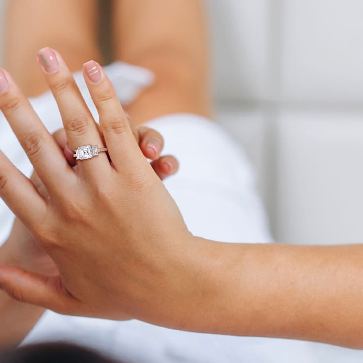 2 5/8 CT TGW Created Moissanite 3-Stone Ring in Sterling Silver