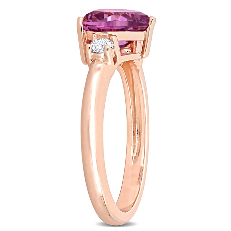 2 1/3 CT TGW Created Pink and White Sapphire Ring in Rose Plated
Sterling Silver