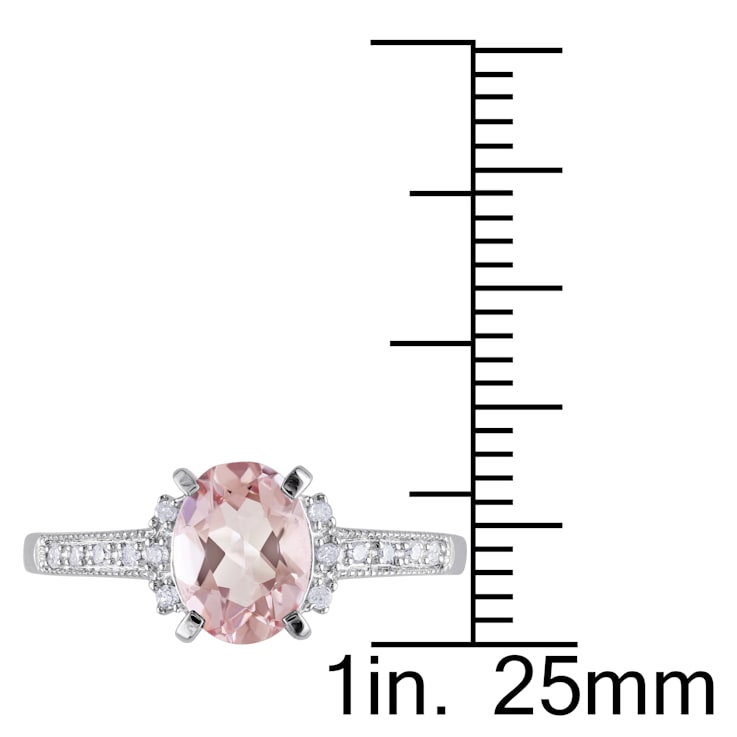 1 1/7 CT TGW Morganite and Diamond Accent Ring in Sterling Silver