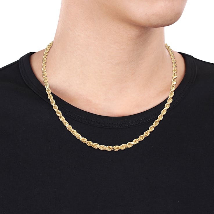 18 inch Rope Chain Necklace in 14K Yellow Gold (4 mm)