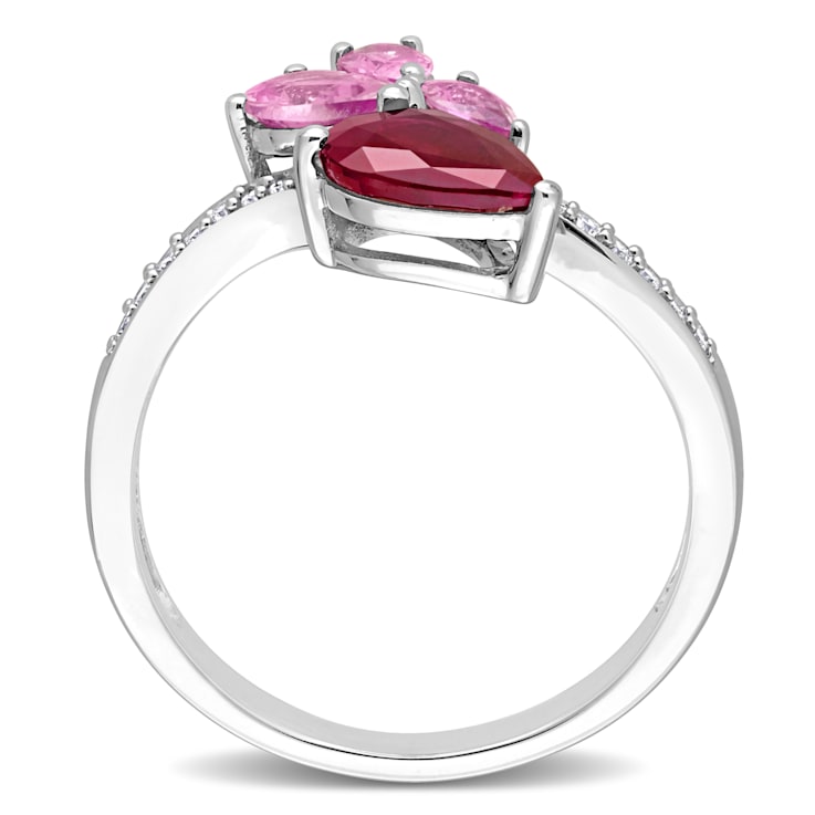 2 1/5 CT TGW Ruby, Pink Sapphire and 1/10 CT TW Diamond Ring in 14K
White Gold