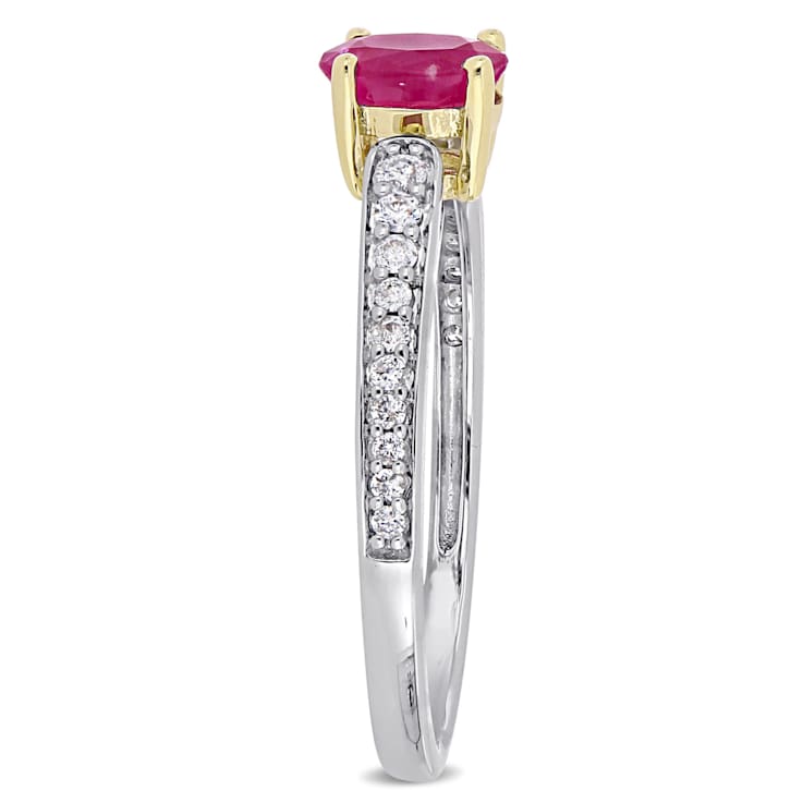 5/8 CT TGW Ruby and 1/6 CT TW Diamond Ring in 10K White Gold
