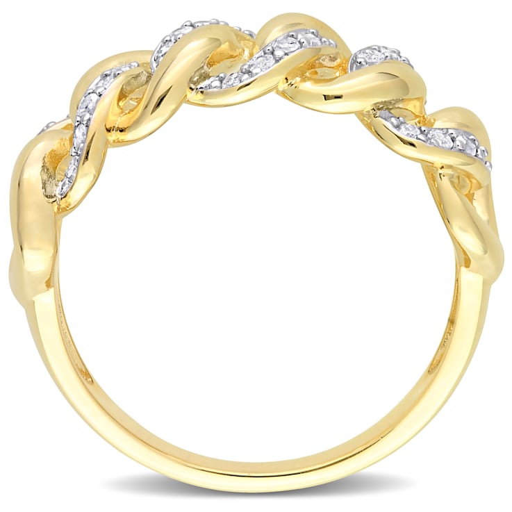 1/4ctw Diamond Interlocking Link Ring in 18K Yellow Gold Over Sterling Silver