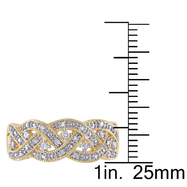 1/8ctw Diamond Braided Ring in 18K Yellow Gold Over Sterling Silver