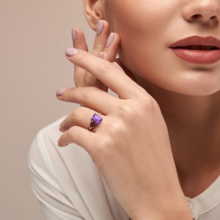 2 4/5 CT TGW Amethyst and Garnet Ring in Rose Plated Sterling Silver