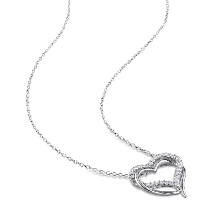 5/8 CT TGW Created White Sapphire Crossover Heart Pendant with Chain in
Sterling Silver