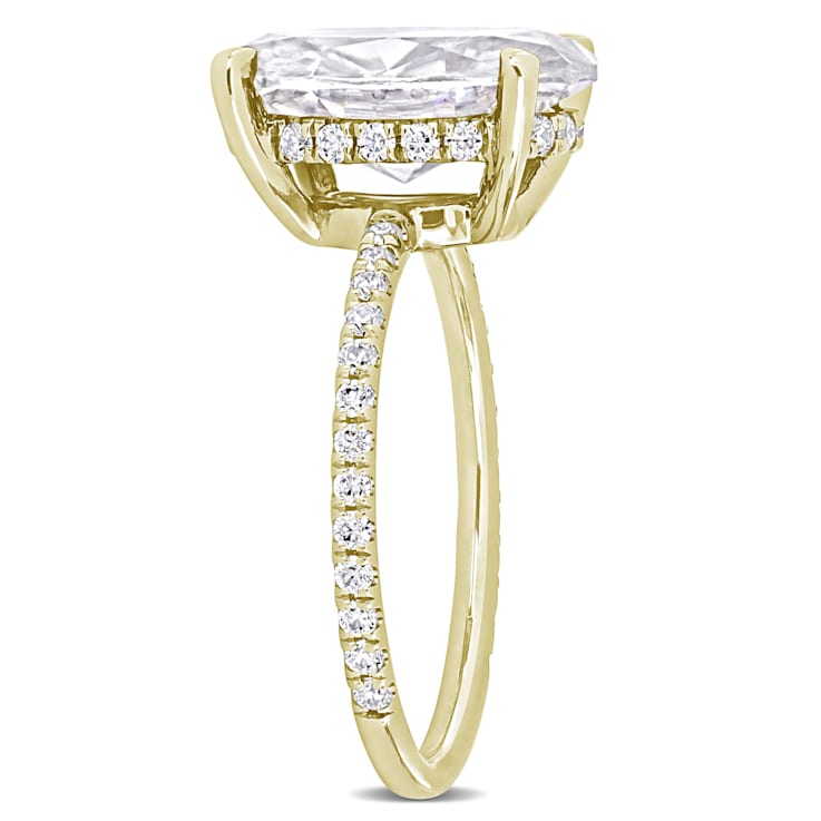4-7/8 CT DEW Created Moissanite Engagement Ring in 10K Yellow Gold