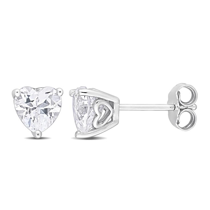 1 4/5 CT TGW Heart Shape Created White Sapphire Stud Earrings in
Sterling Silver