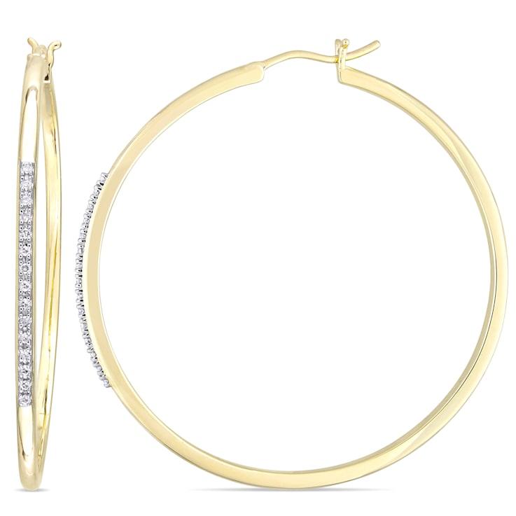 1/6 CT TW Diamond Hoop Earrings in Yellow Gold Over Sterling Silver
