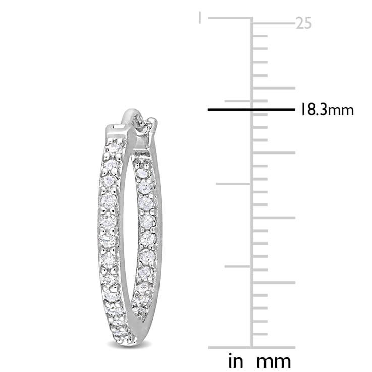 1/2 CT TW Diamond Inside Outside Hoop Earrings in Sterling Silver