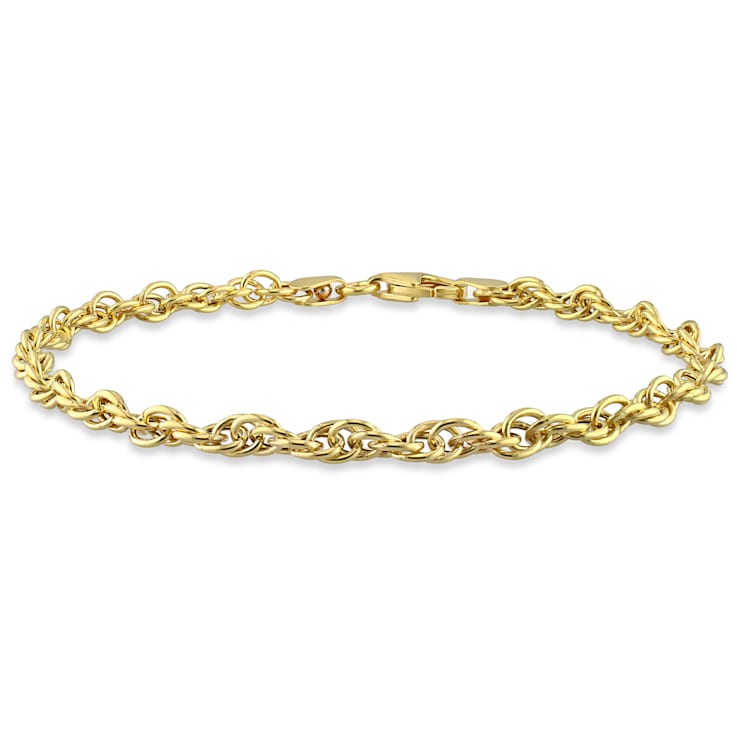 3.7MM Singapore Chain Bracelet in 18K Yellow Gold Over Sterling Silver