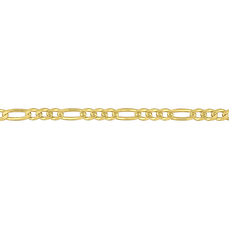 14K Yellow Gold 3.8mm Diamond-Cut Figaro Chain Bracelet - 8