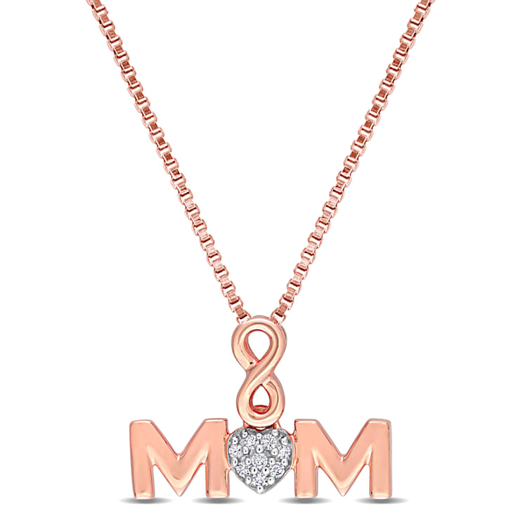 Diamond Accent "MOM"  Pendant with Chain in 18K Rose Gold Over
Sterling Silver