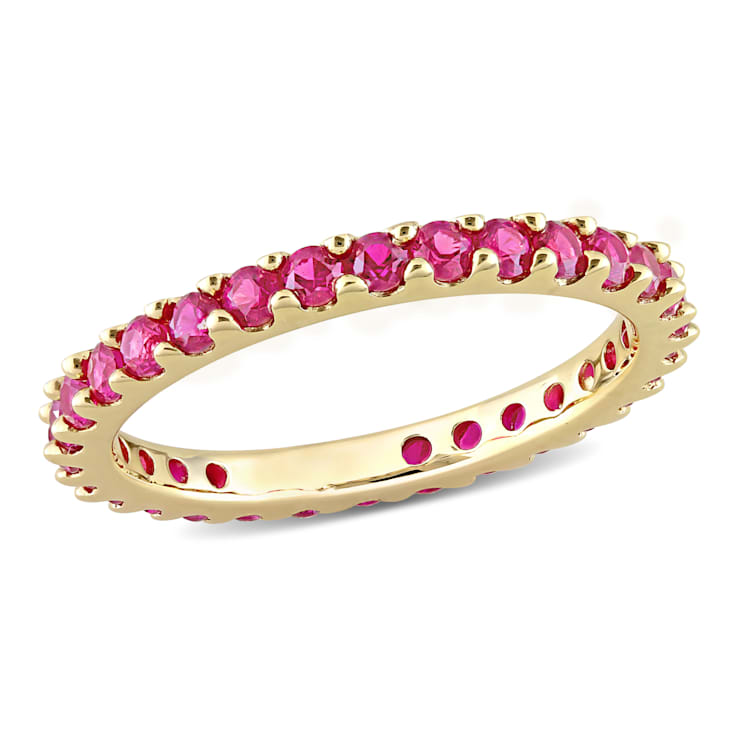 1 1/2 CT TGW Created Ruby Eternity Ring in 10K Yellow Gold