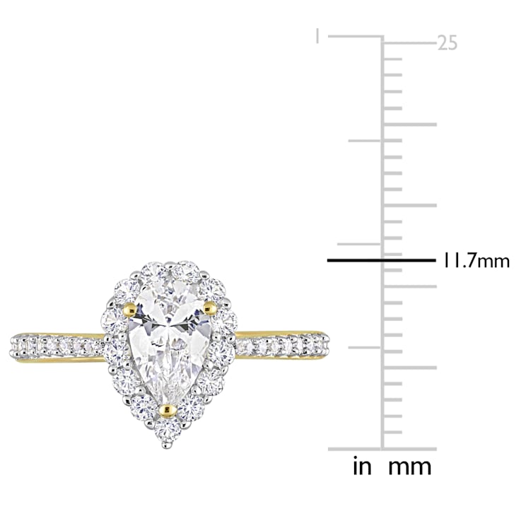 1 7/8 CT TGW Created White Sapphire Halo Teardrop Ring in Yellow Plated
Sterling Silver
