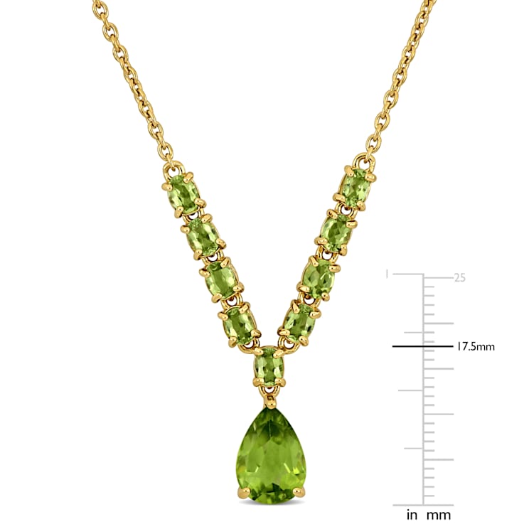 4 3/4 CT TGW Peridot Lariat Necklace in Sterling Silver