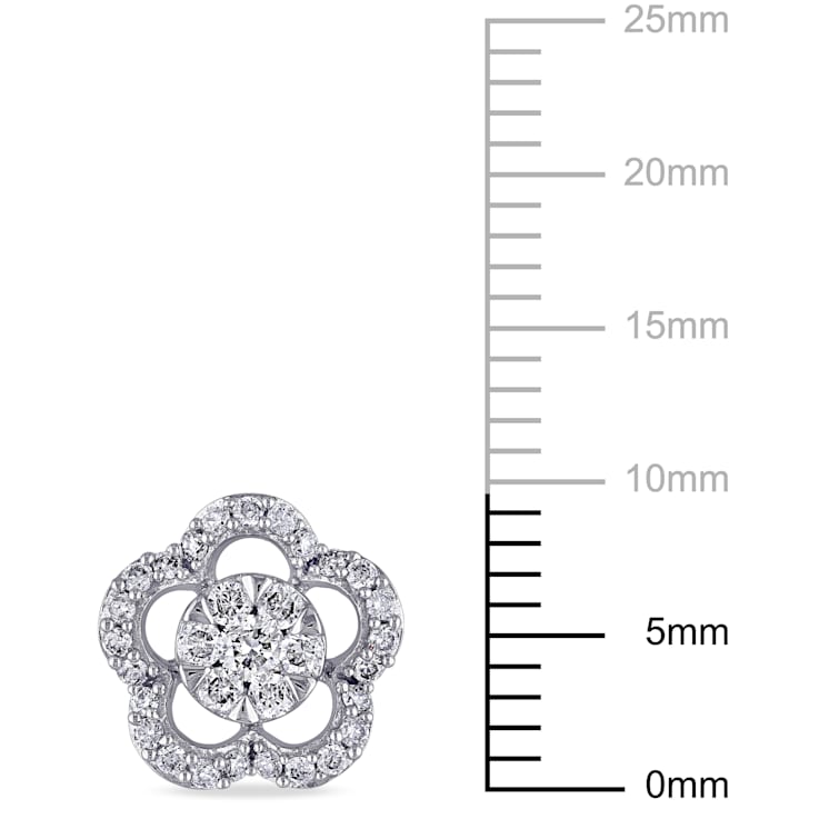 1/2 CT TW Diamond Floral Earrings in 14k White Gold