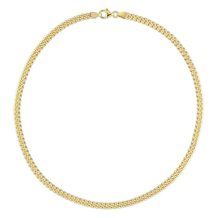 4.4MM Curb Link Chain Necklace in Yellow Plated Sterling Silver