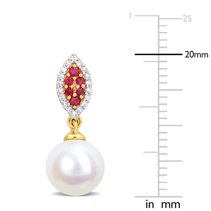 8MM Freshwater Cultured Pearl, 1/6 CT TGW Ruby, 1/7 CT TW Diamond
Earrings in 14K Yellow Gold