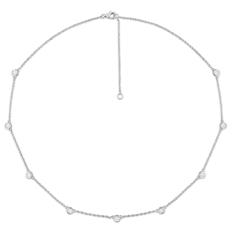 1 CT TW Diamond Station Necklace in Platinum