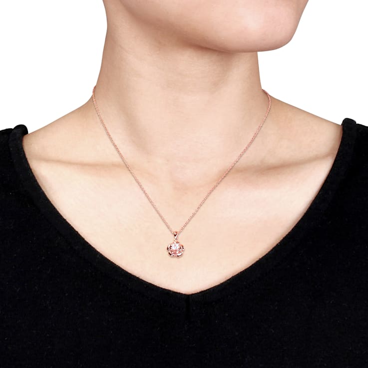 1/3 CT TGW Created White Sapphire Floral Pendant with Chain in Rose
Plated Sterling Silver