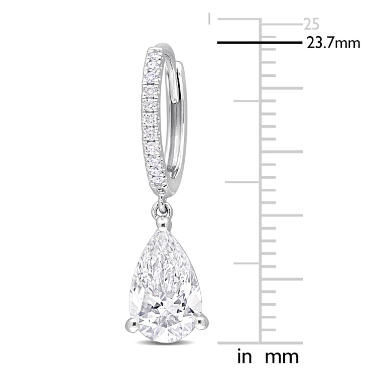 2 1/10 CT TGW Lab Grown Diamond Huggie Charm Earrings in 14K White Gold