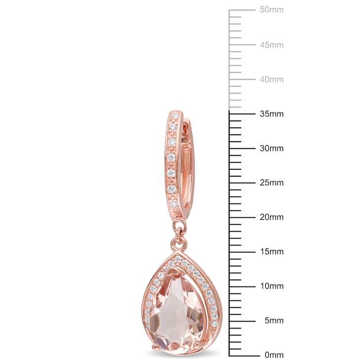 3.36 CTW Morganite Simulant and Cubic Zirconia Earrings in 18K Rose Gold
Over Sterling Silver