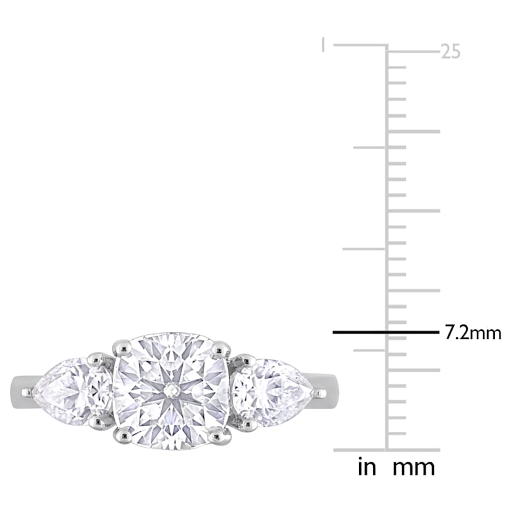 3 CT TGW Created Moissanite 3-Stone Ring in Sterling Silver