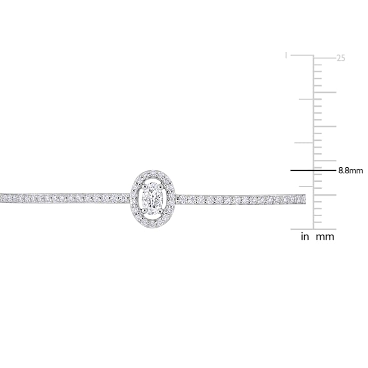 3/4 Ct DEW Created Moissanite Oval Halo Adjustable Bolo Bracelet in
Sterling Silver