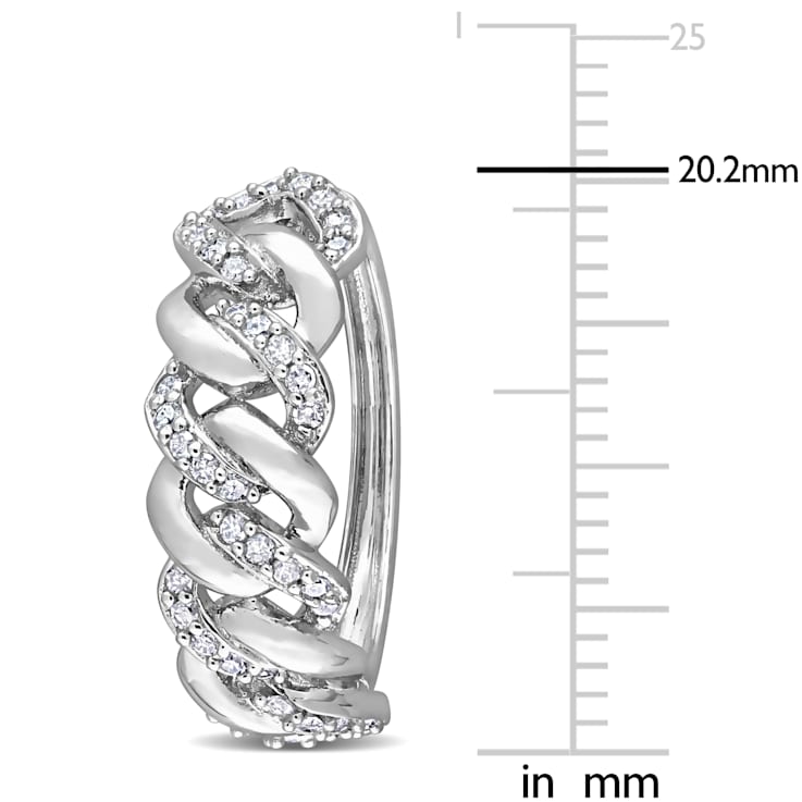 1/2 CT TW Diamond Oval Link Hoop Earrings in Sterling Silver