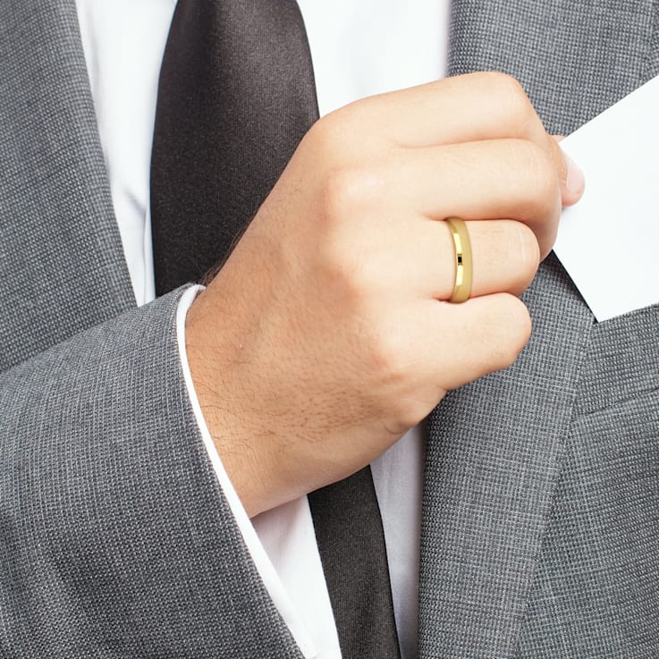 Men's 4mm Polished Finish Wedding Band in 14K Yellow Gold