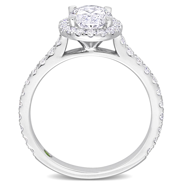 2 CT TGW Lab Grown Diamond with Tsavorite Accent Halo Engagement Ring in
14K White Gold
