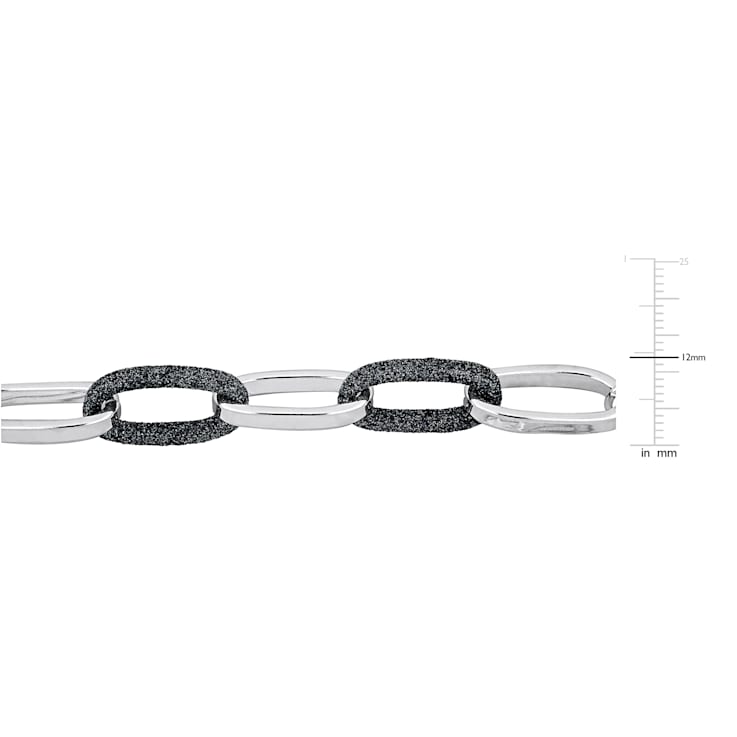 Oval Link Necklace w/ Black Sparkle Enamel in Sterling Silver