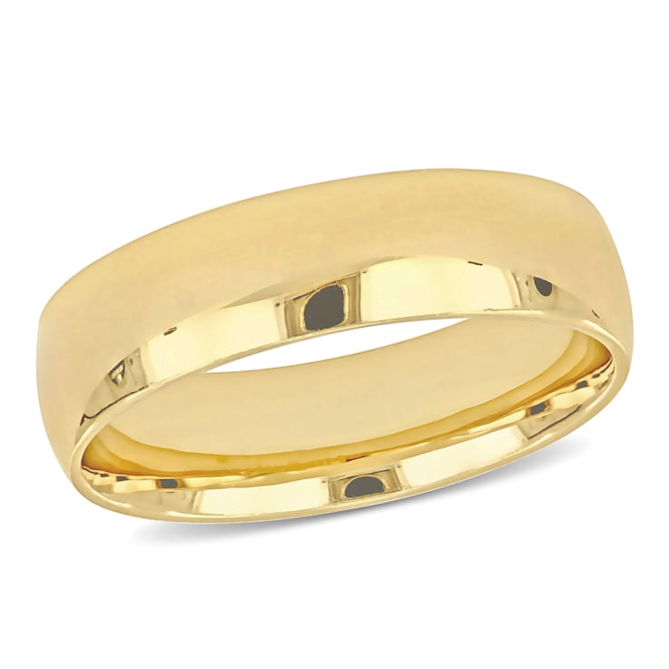 Men's 6mm Polished Finish Wedding Band in 14K Yellow Gold