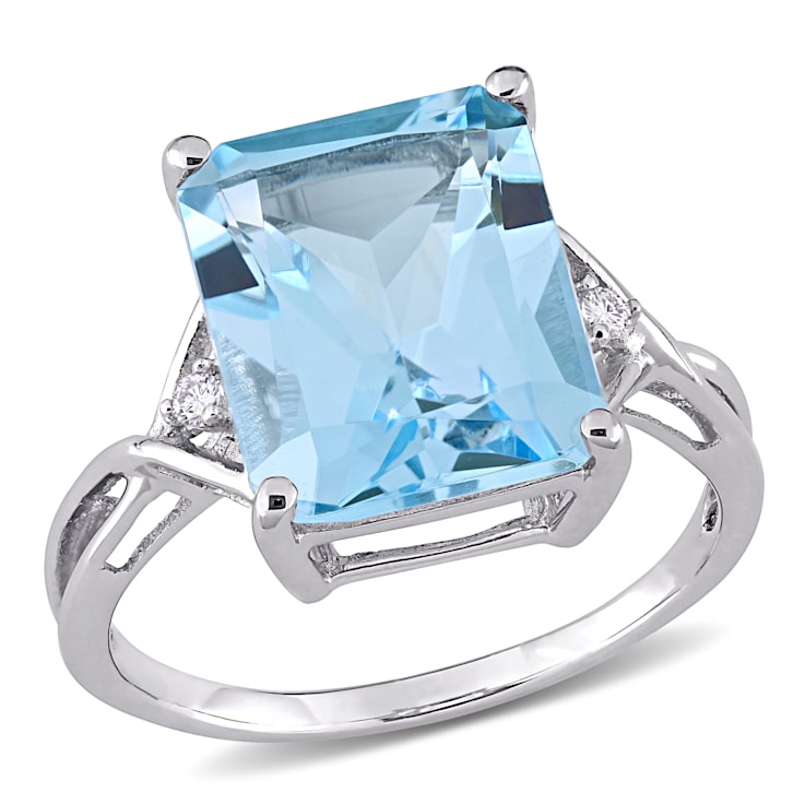 7 1/2 CT TGW Sky Blue and White Topaz Cocktail Ring in Sterling Silver