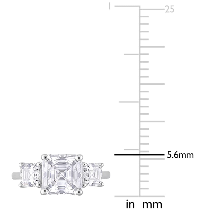 3 1/2 CT TGW Created Moissanite 3-Stone Ring in Sterling Silver