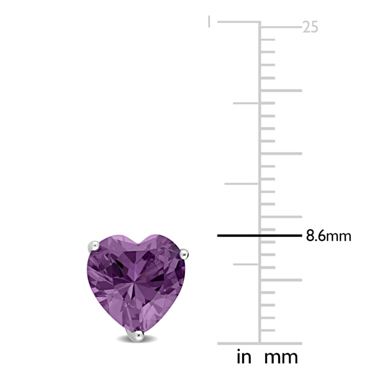 4 1/2 CT TGW Heart Simulated Alexandrite Stud Earrings in Sterling Silver