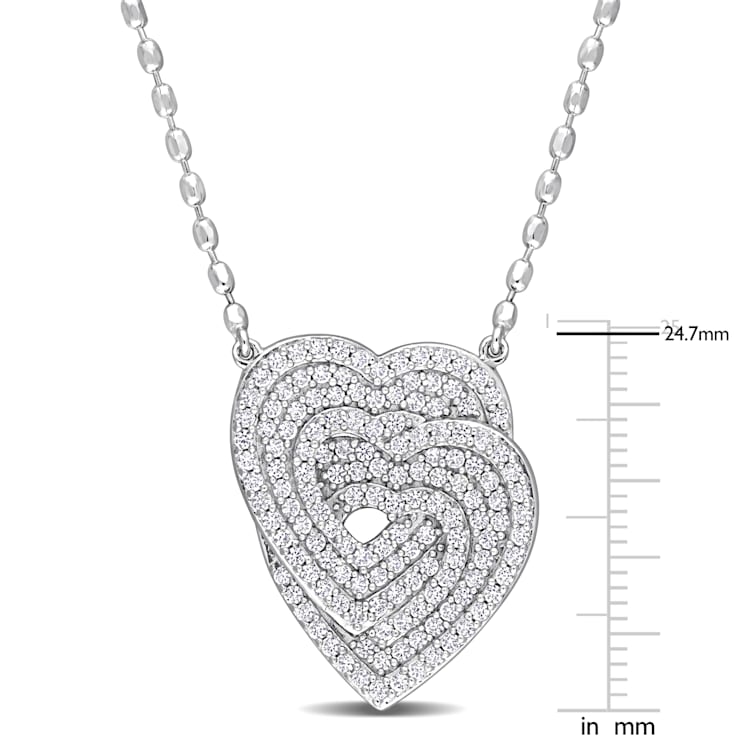1 2/5 CT TGW Created White Sapphire Interlocking Hearts Pendant with
Chain in Sterling Silver