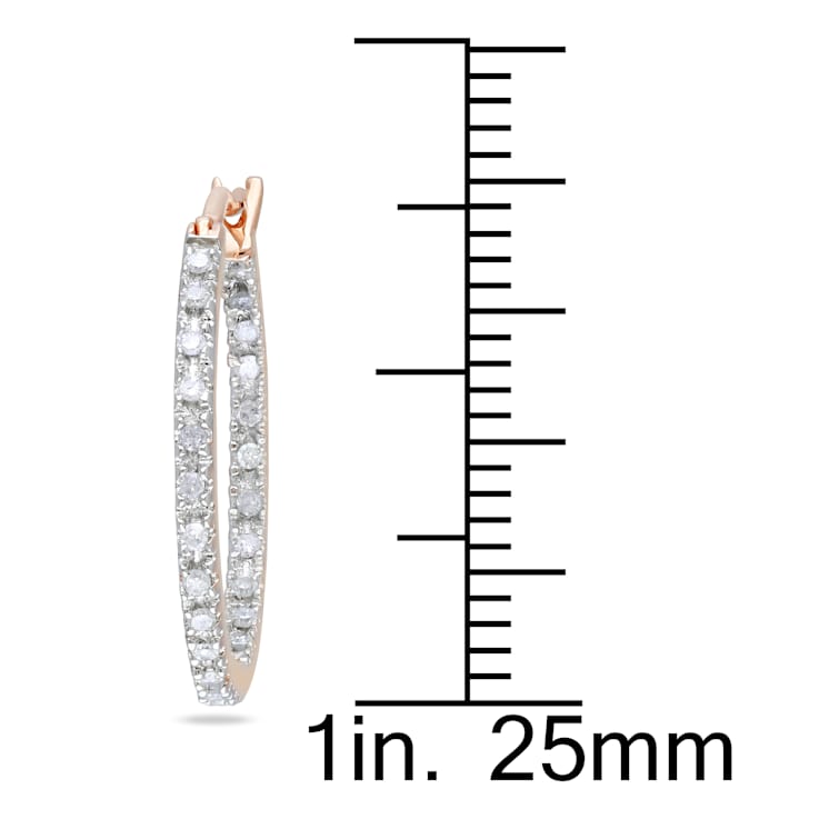 1/4 CT TW Diamond Inside Outside Hoop Earrings in Rose Gold Over
Sterling Silver