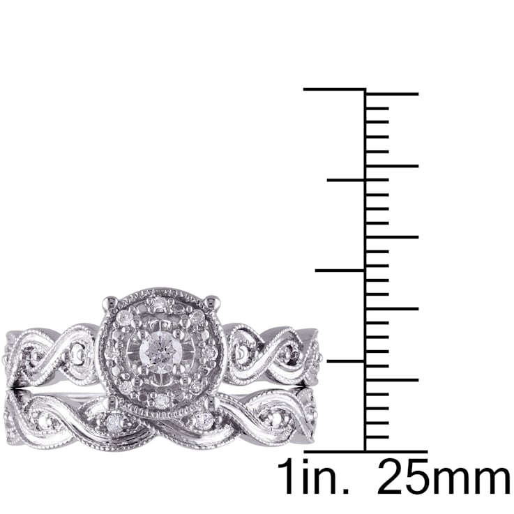 1/5 CT TW Diamond Infinity Filigree Bridal Set in Sterling Silver