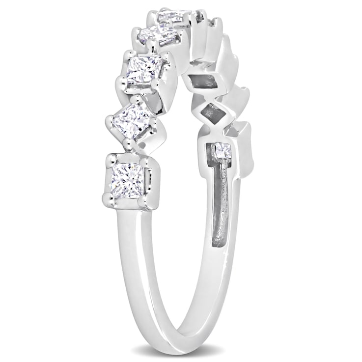 5/8 CT TW Diamond Semi-Eternity Ring in 14K White Gold