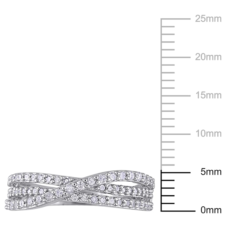 1/2 CT TW Diamond Crossover Ring in Sterling Silver - 14559A