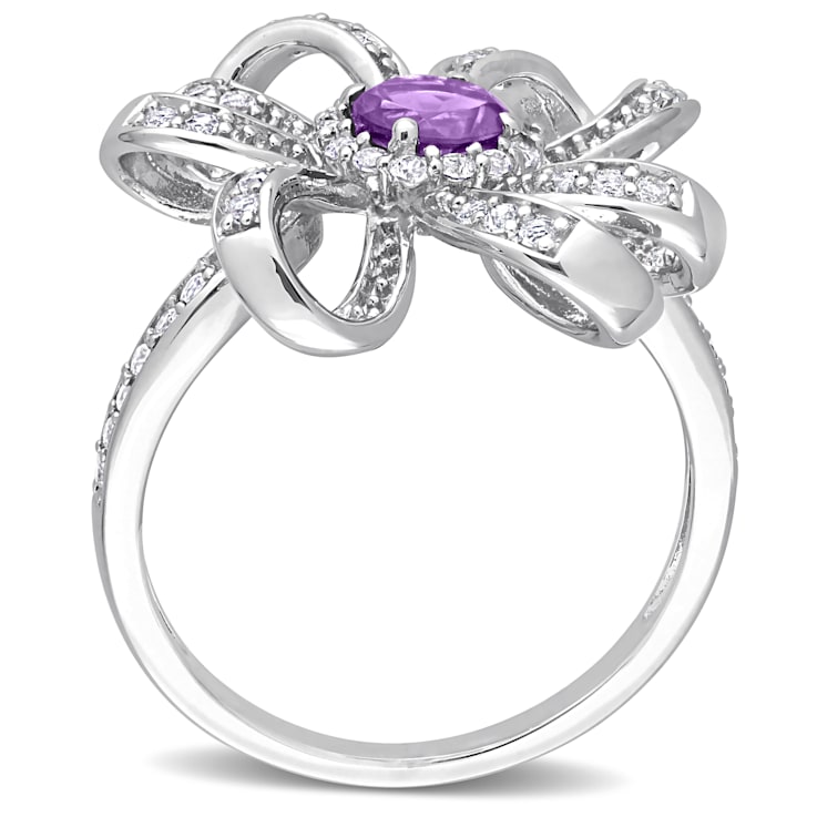7/8 CT TGW African-Amethyst and Topaz Flower Cocktail Ring in Sterling Silver