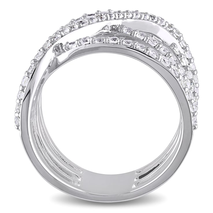 2 2/5 CT TGW White Topaz Crossover Split Shank Ring in Sterling Silver