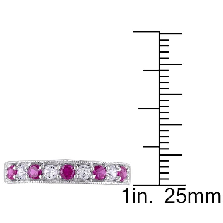 4/5 CT TGW Created Ruby and Created White Sapphire Anniversary Ring in
Sterling Silver