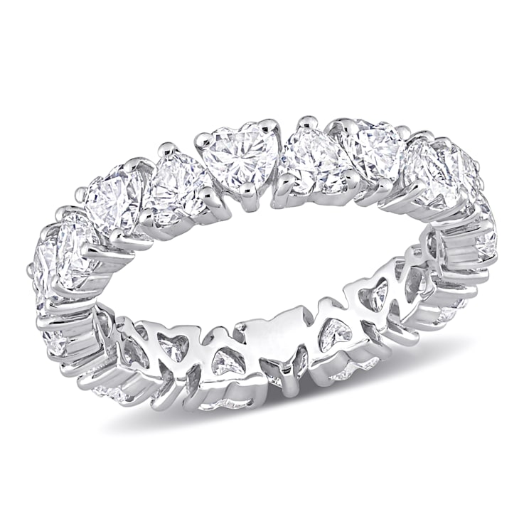 3 3/8 CT DEW  Created Moissanite Heart Eternity Ring in Sterling Silver