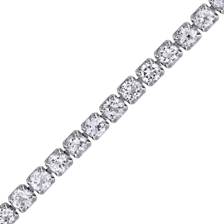 3 3/4 CT TGW White Topaz Tassel Bolo Bracelet in Sterling Silver