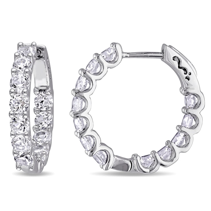 4-1/10ctw Created White Sapphire Inside-Outside Hoop Earrings in
Sterling Silver