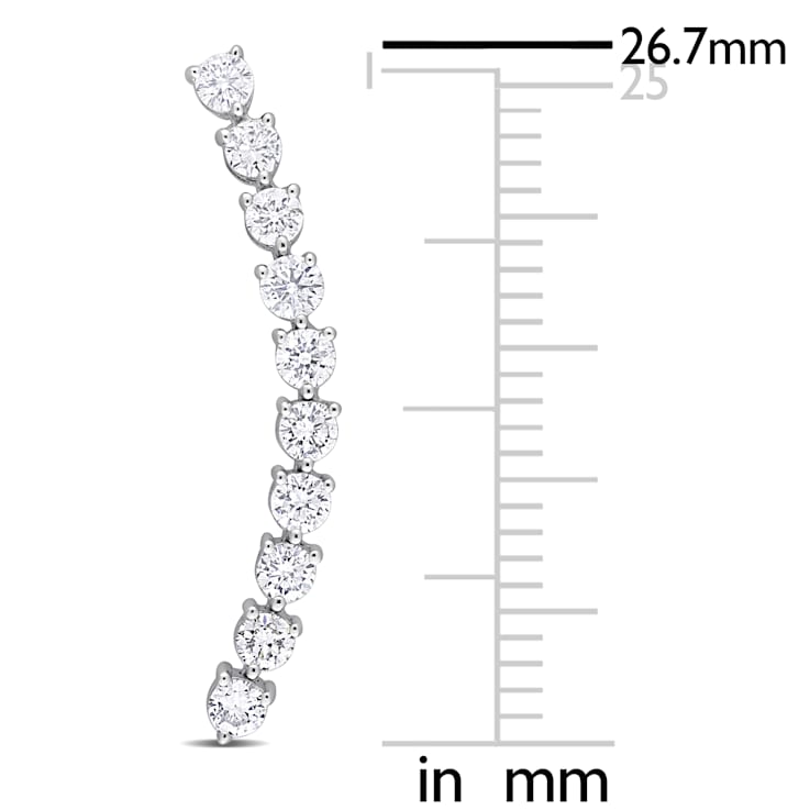 7/8 CT TW Diamond Curved Line Earrings in 14K White Gold